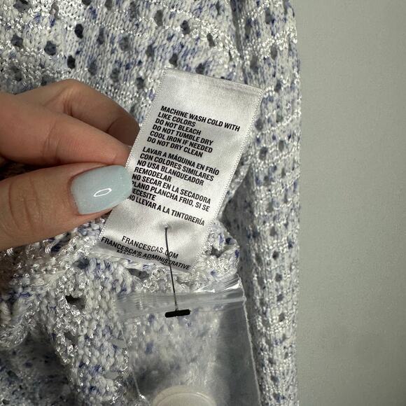 Mi Ami Women’s Patsy Speckled Front Button Down Pointelle Cardigan Size L NWT - Picture 7 of 8